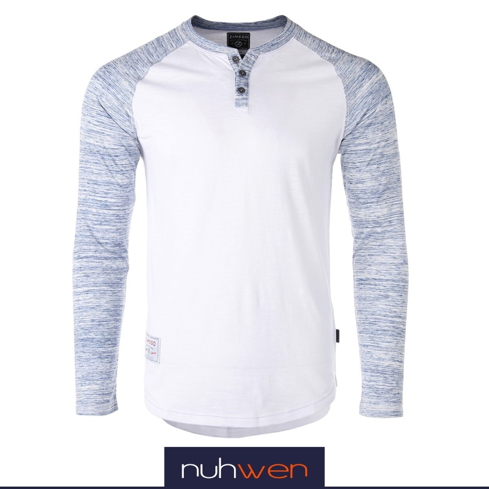 Men Long Sleeve Baseball V-Neck Henley T-Shirt